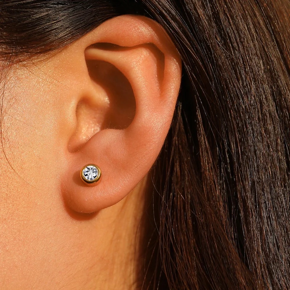 ARETES CÍRCULO EN CRISTAL MINIMALISTA ZIRCONIA - Imagen 3