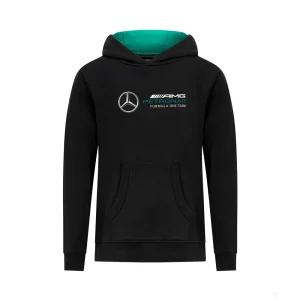 Sudadera con capucha y logotipo Mercedes, niño, negra
