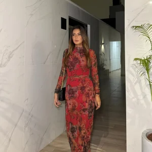 Vestido Atenea - Rojo Estampado