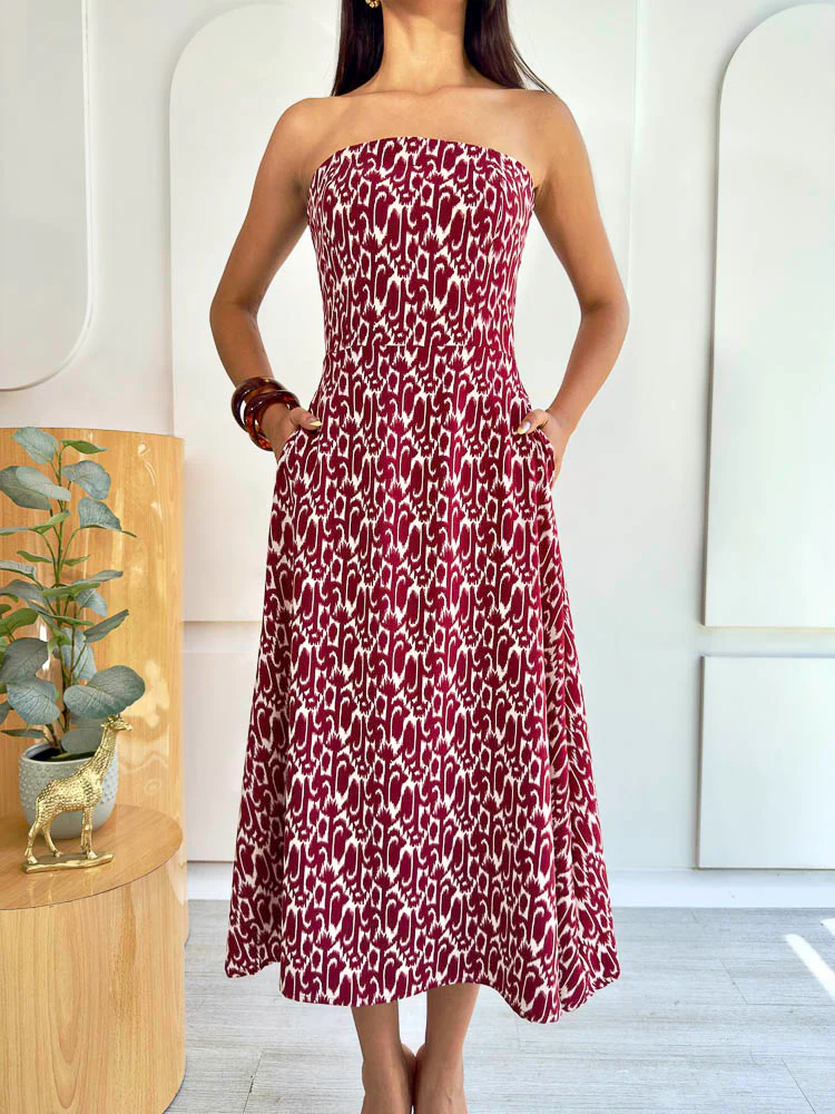 Vestido Evergreen - Rojo Estampado - Imagen 4