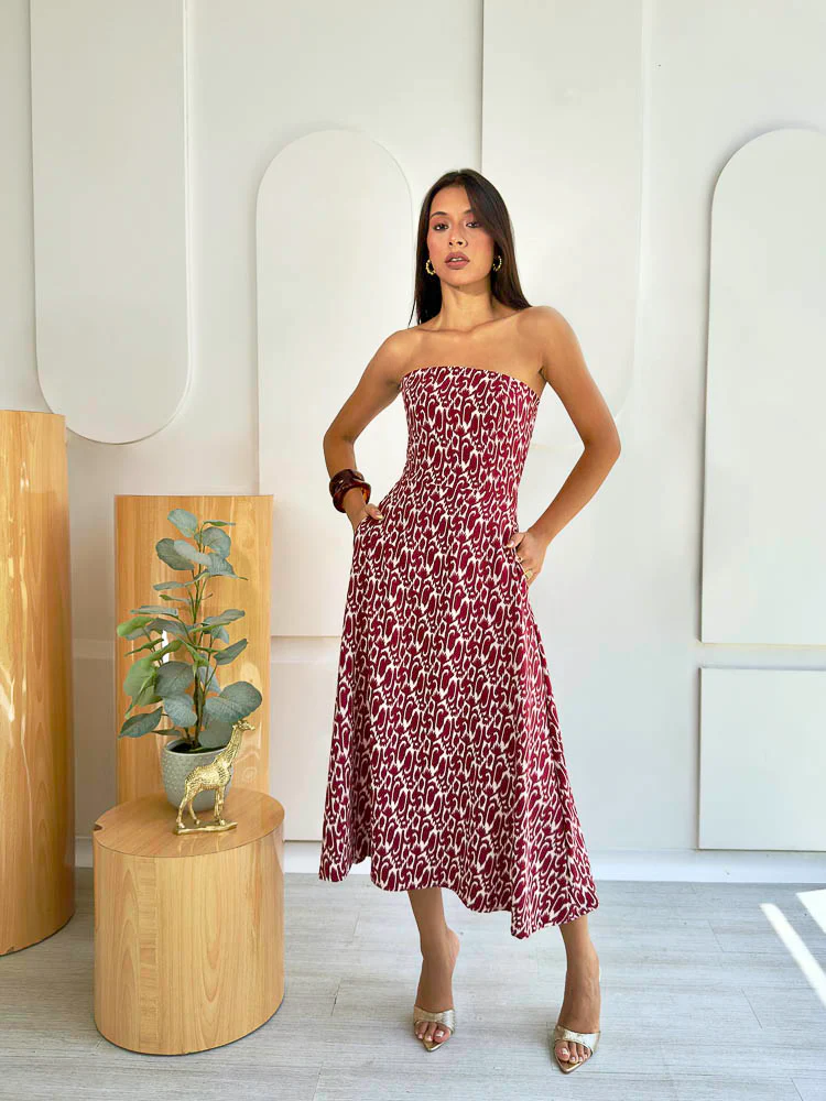 Vestido Evergreen - Rojo Estampado - Imagen 8