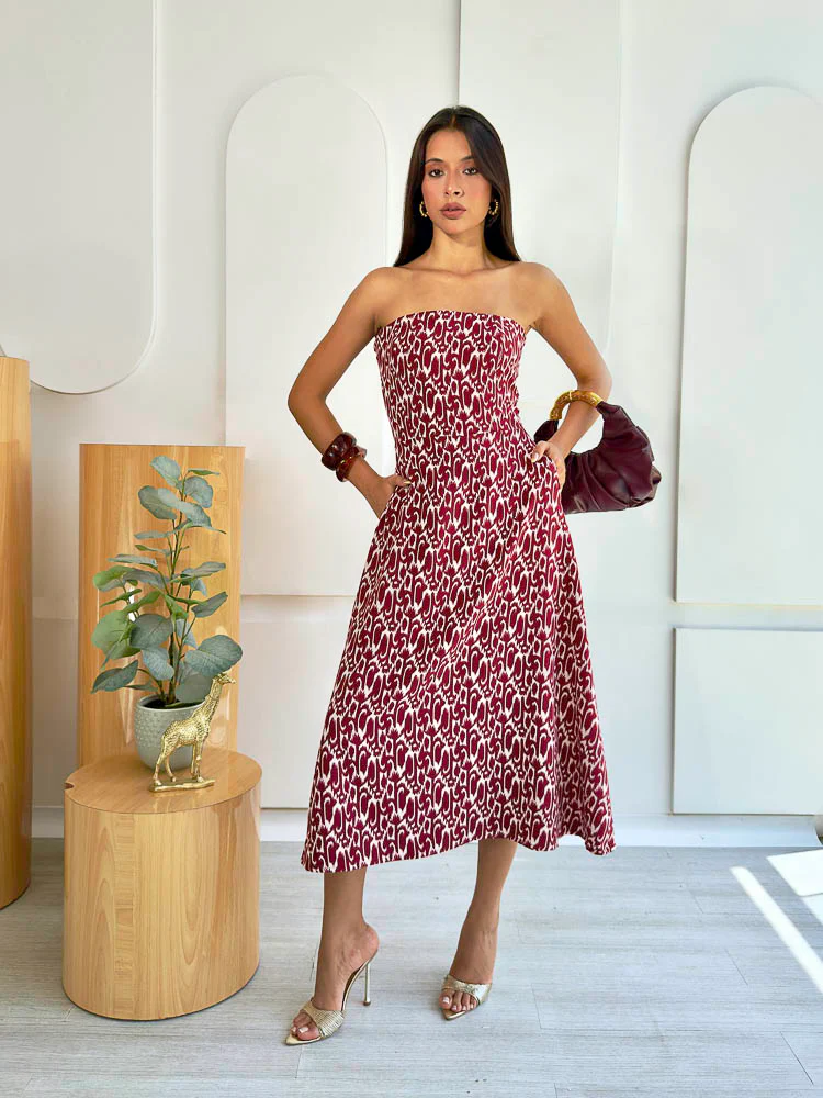 Vestido Evergreen - Rojo Estampado