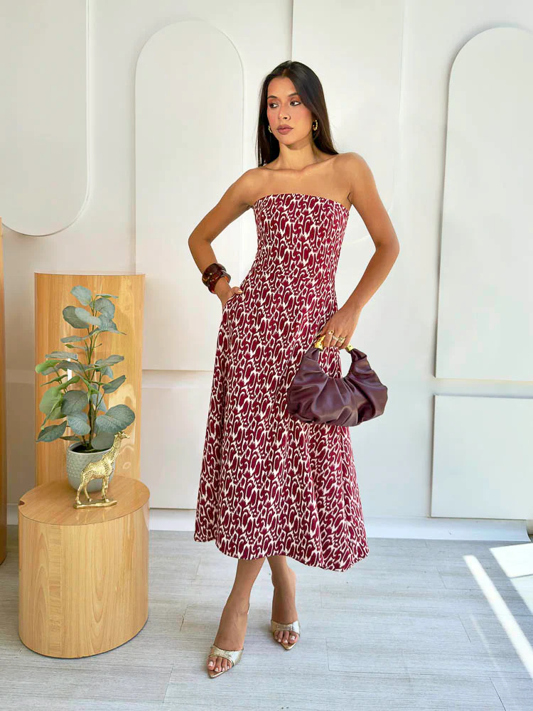 Vestido Evergreen - Rojo Estampado - Imagen 3
