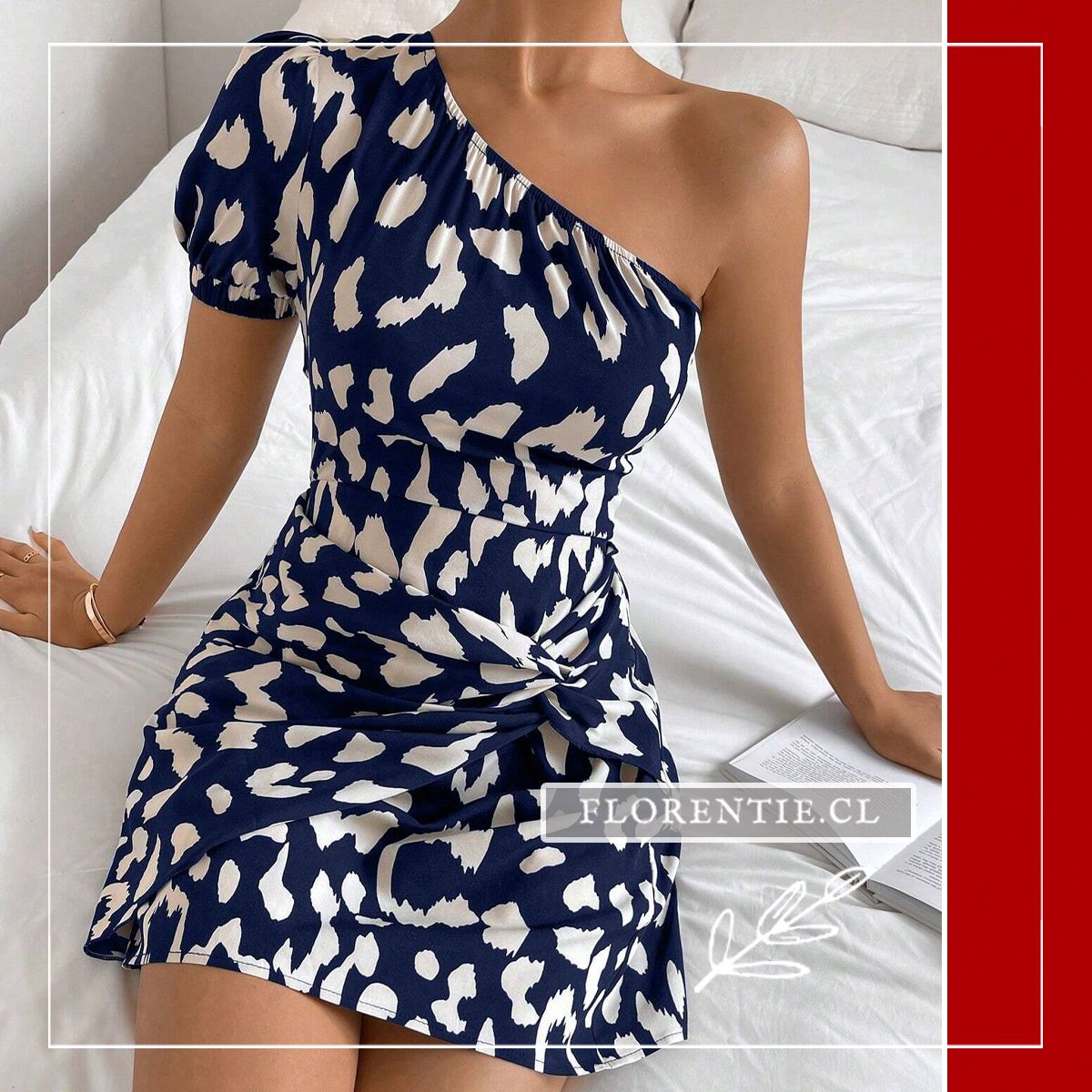 Vestido estampado azul y blanco Moana - Imagen 7