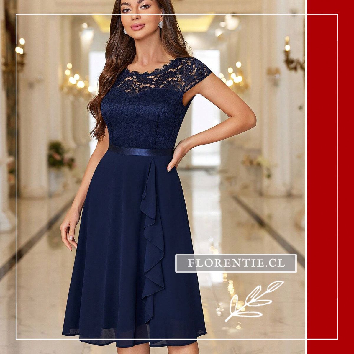 Vestido midi azul invitada Maite - Imagen 2