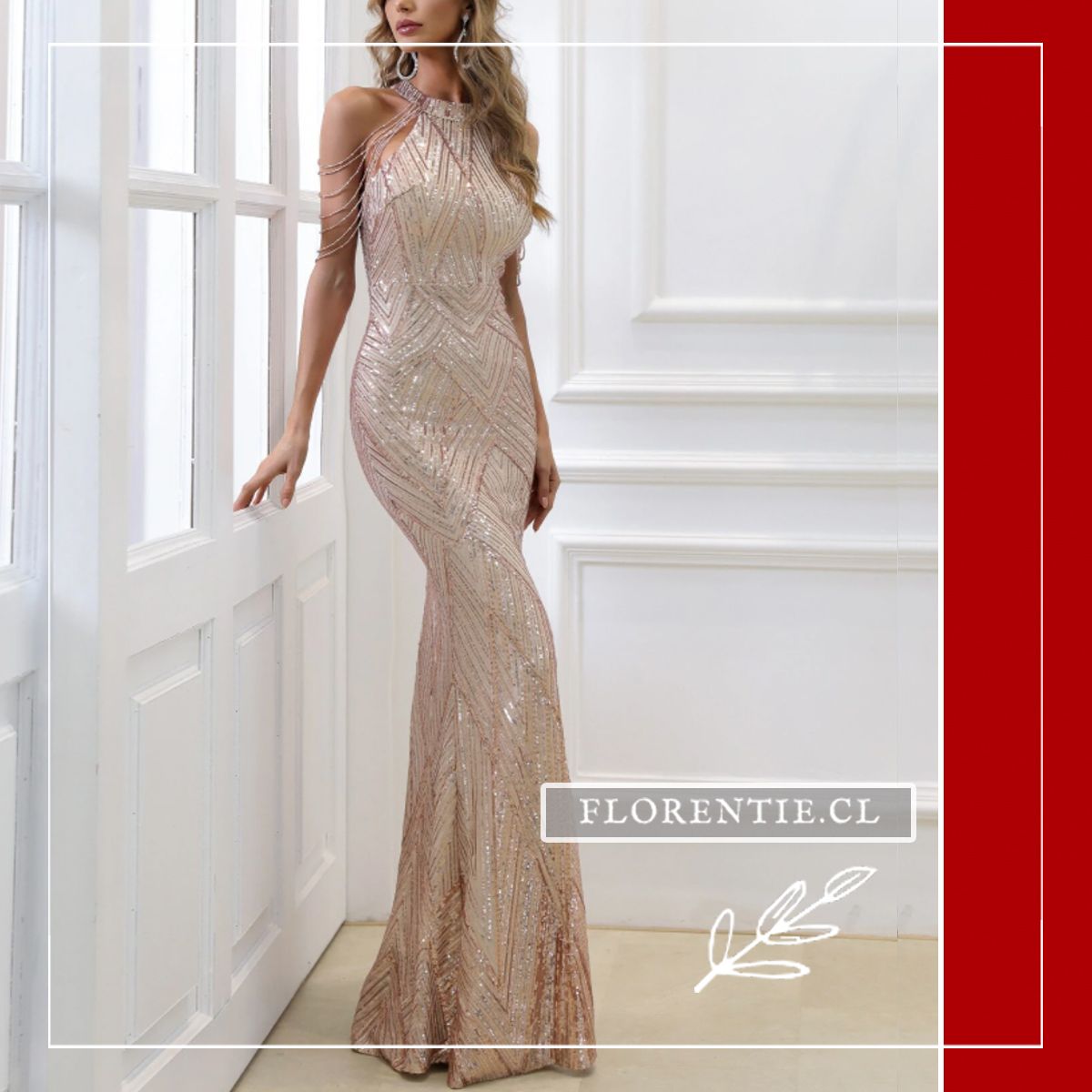 Vestido champagne largo Sirene - Imagen 6
