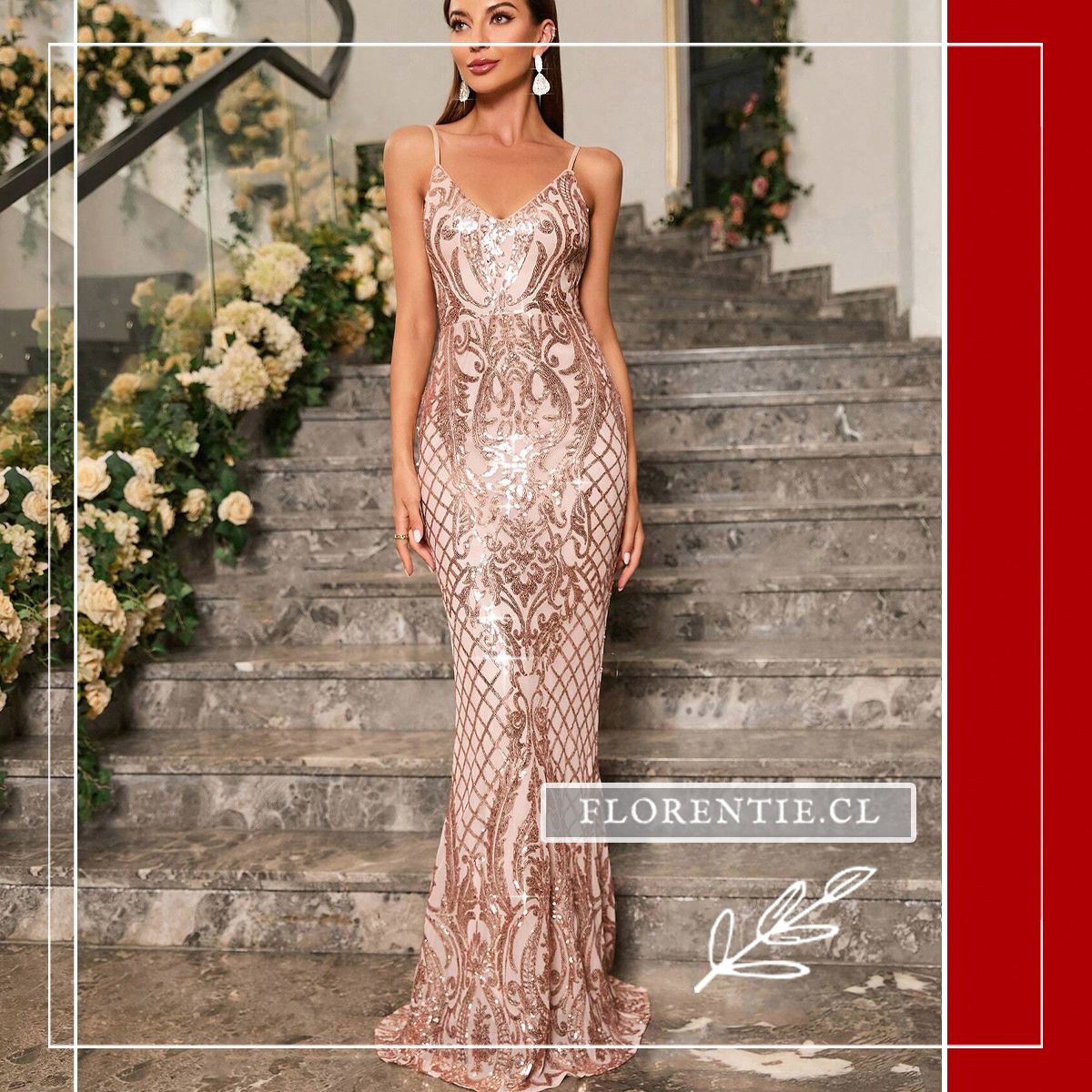 Vestido dorado largo ajustado Sara - Imagen 4