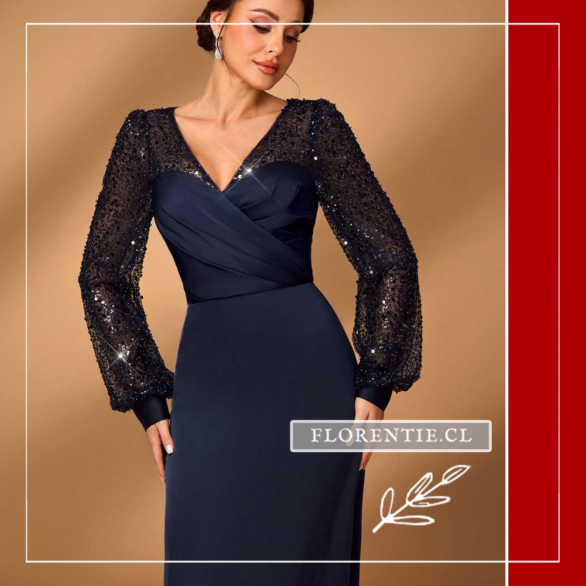 Vestido manga lentejuelas Guida