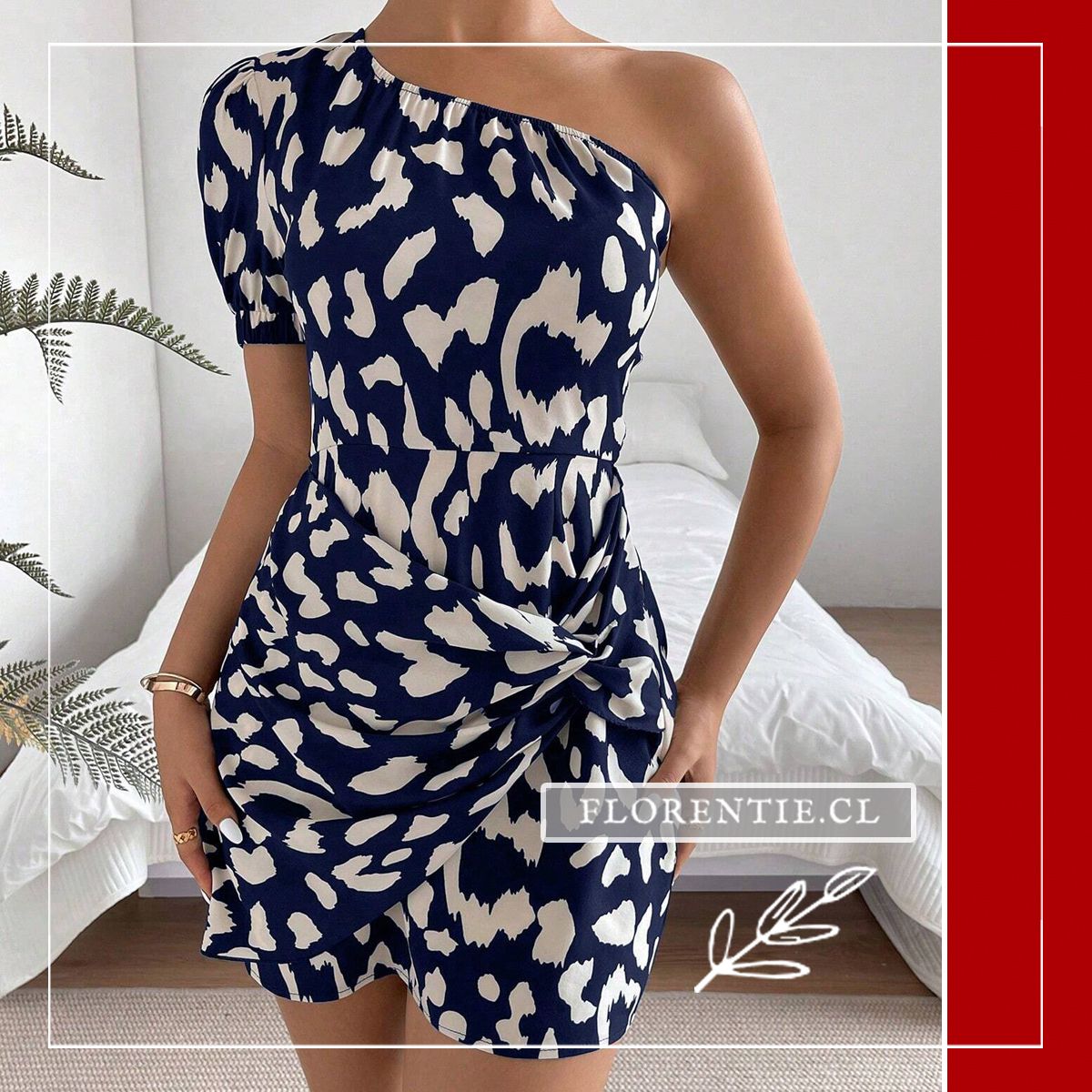 Vestido estampado azul y blanco Moana - Imagen 3