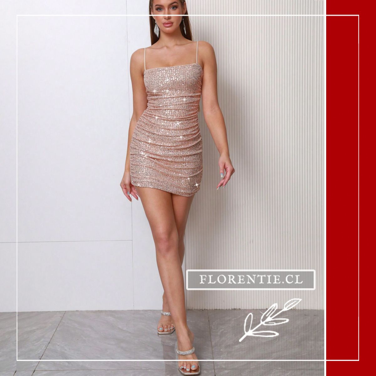 Vestido dorado corto ajustado France - Imagen 5