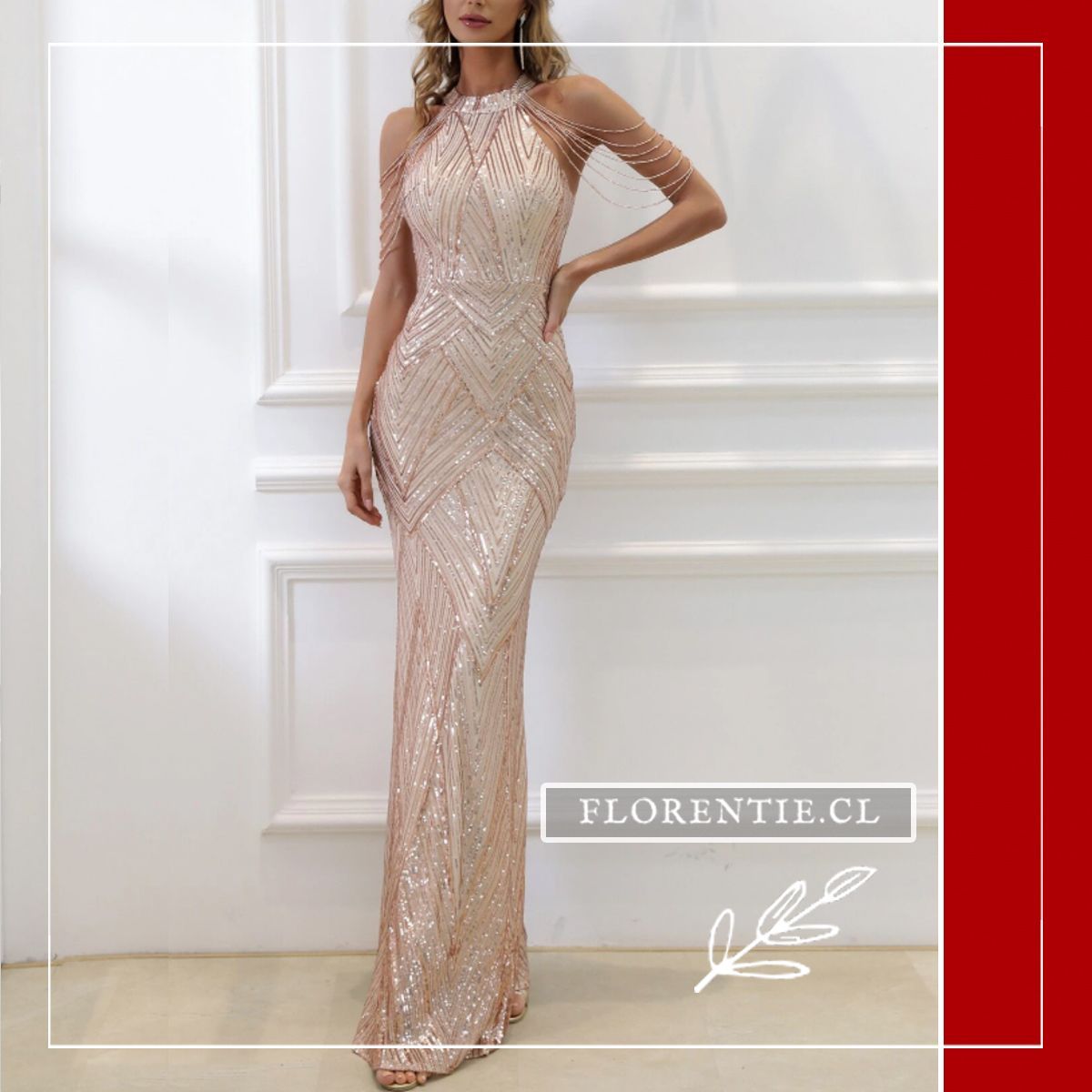 Vestido champagne largo Sirene - Imagen 5