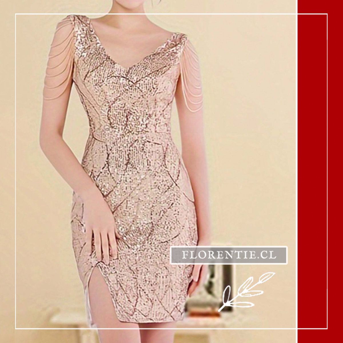 Vestido dorado corto Camila - Imagen 2