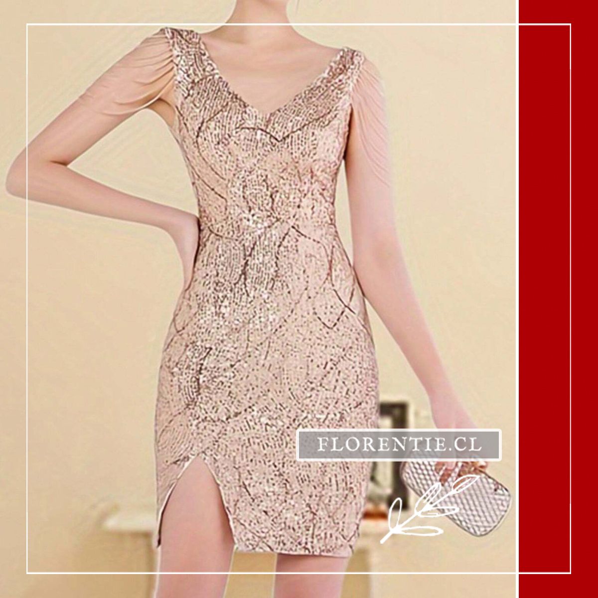 Vestido dorado corto Camila - Imagen 4
