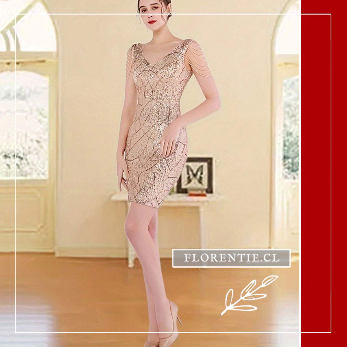 Vestido dorado corto Camila - Imagen 6