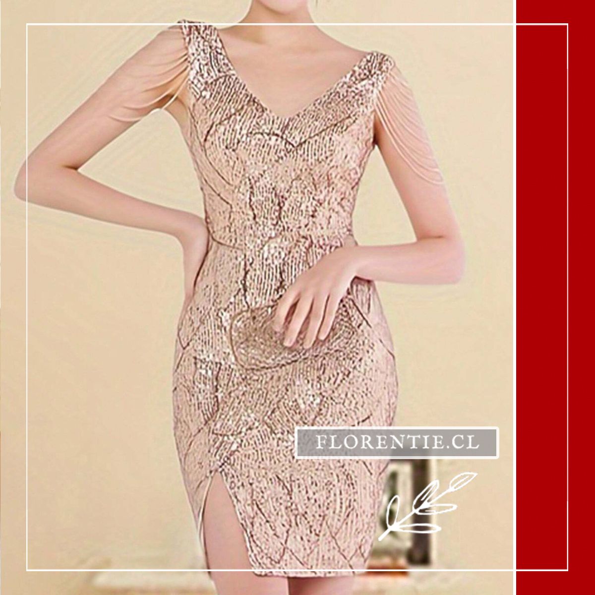 Vestido dorado corto Camila - Imagen 5