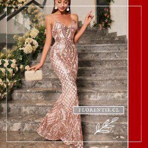 Vestido dorado largo ajustado Sara