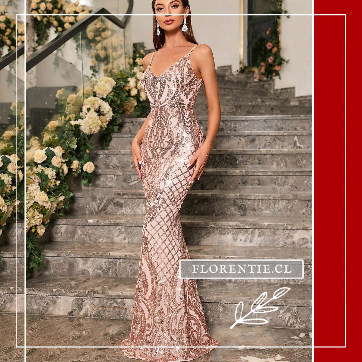 Vestido dorado largo ajustado Sara - Imagen 5