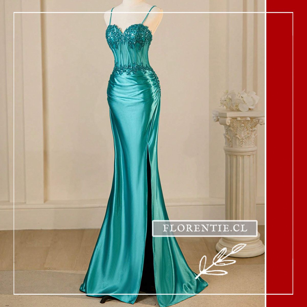 Vestido fiesta turquesa Ethel - Imagen 7