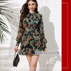 Vestido fiesta estampado corto Rose
