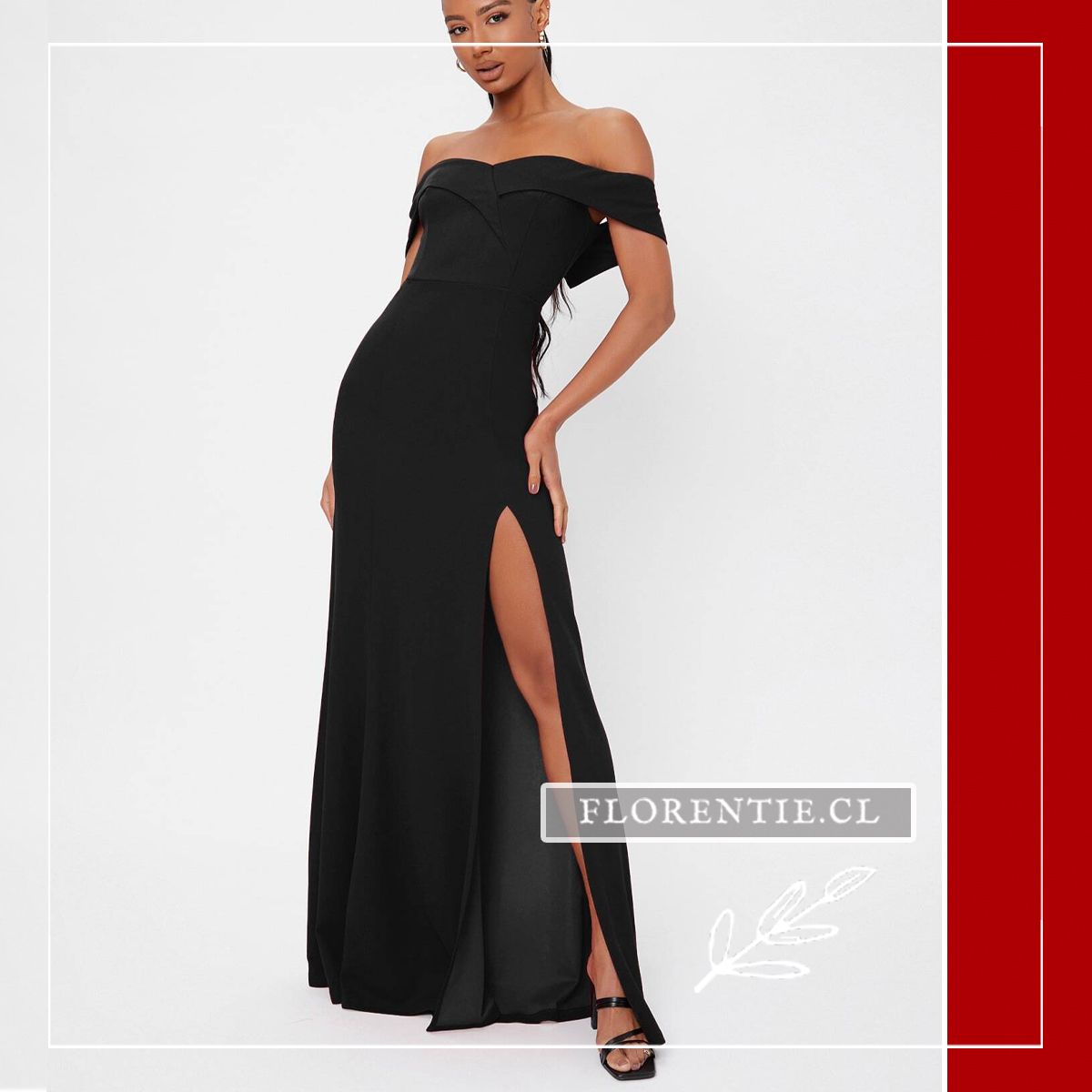 Vestido de gala negro largo Garbo - Imagen 3