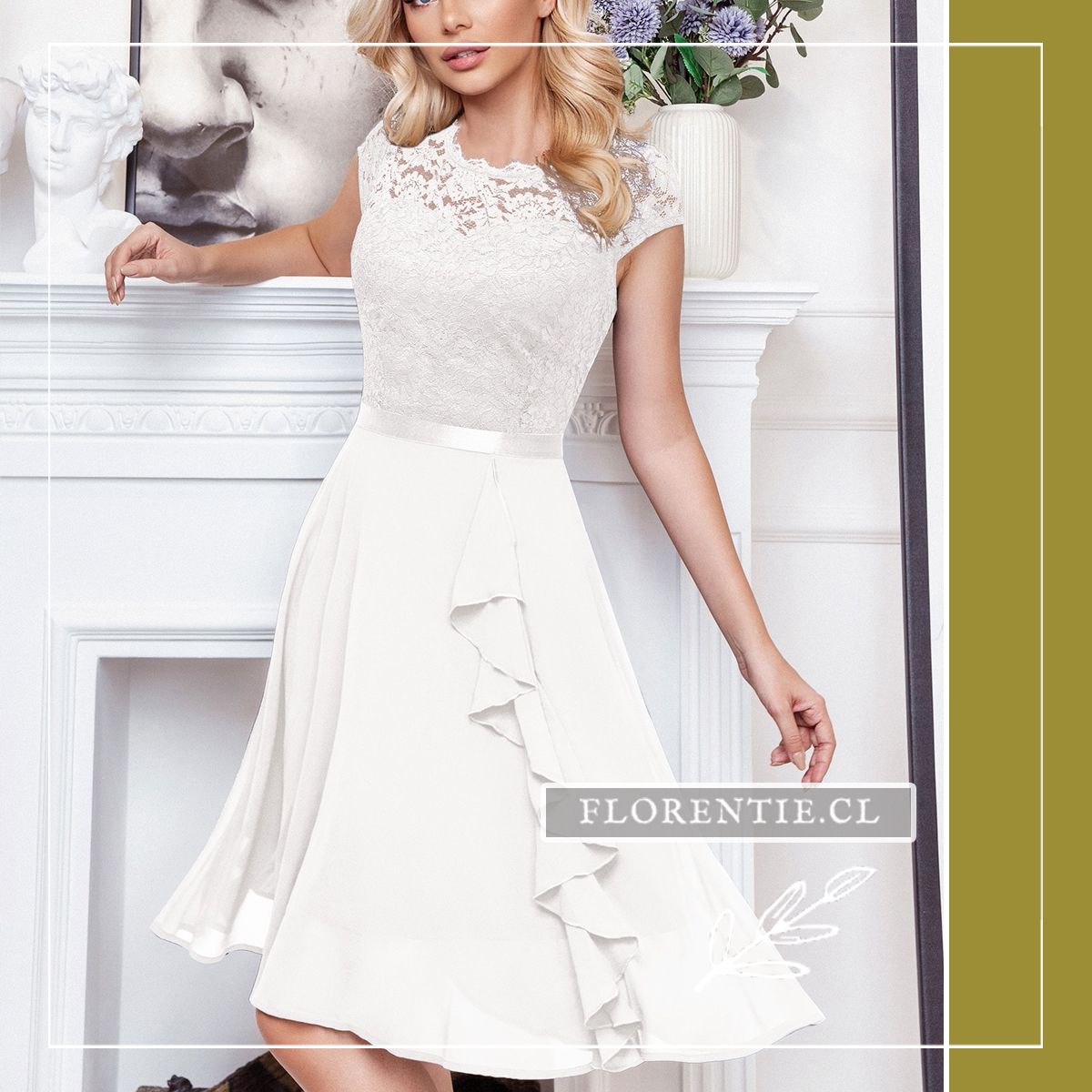 Vestido de Novia Civil Encaje y Gasa — Bruden - Imagen 4