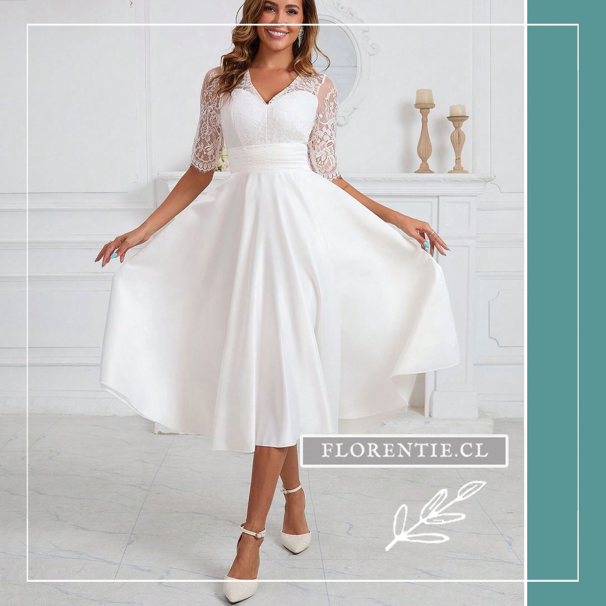 Vestido novia civil midi Blitz - Imagen 2