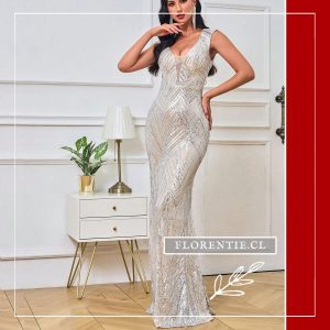 Vestido plata espalda descubierta Melina