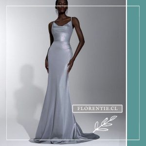 Vestido plata largo Estephanía