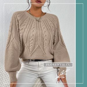 Chaleco Mujer Tejido Trenzas Beige