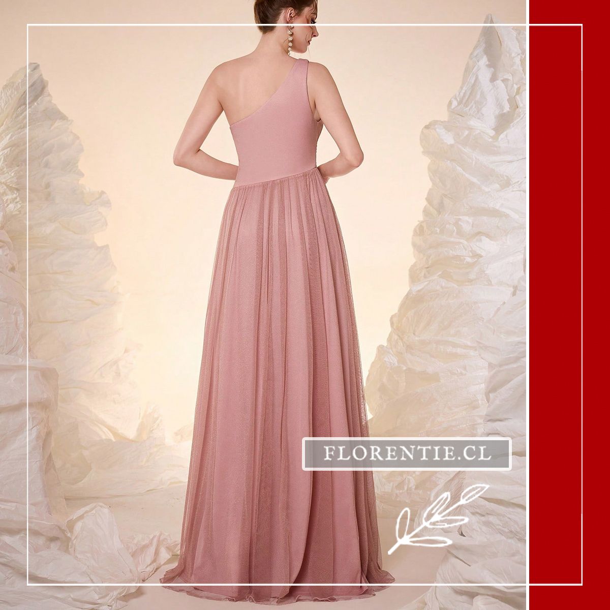Vestido de Fiesta Metalizado Plisado Asimétrico Cut Out - Imagen 3
