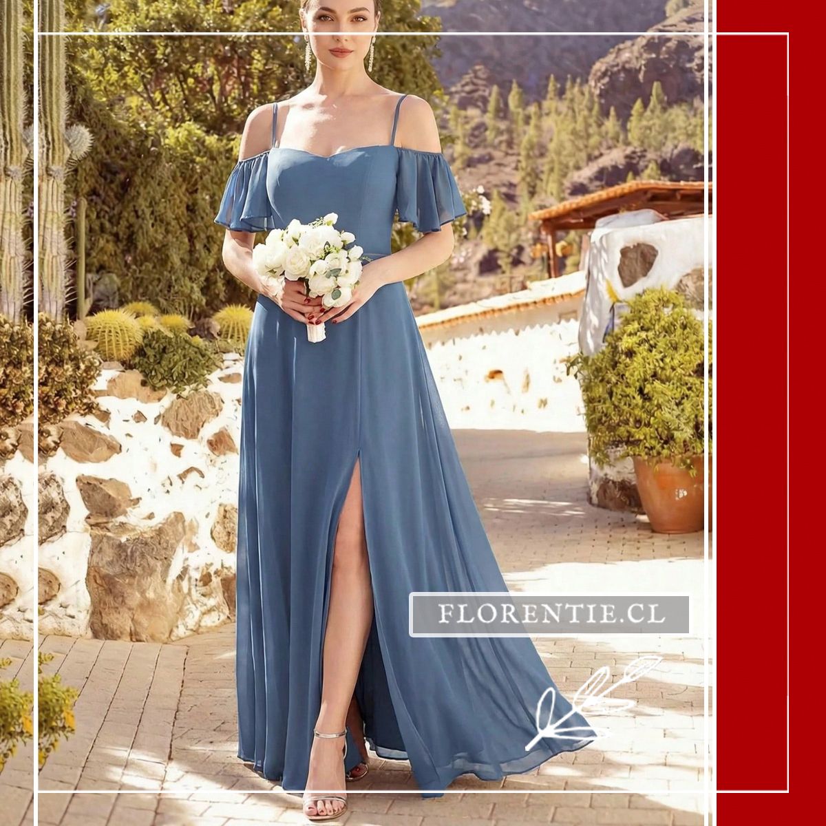 Vestido de Fiesta Gasa Hombros Caídos y Tirantes (Cold Shoulder) - Imagen 9
