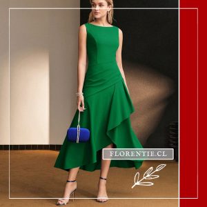 Vestido verde de fiesta corto adelante y largo atrás